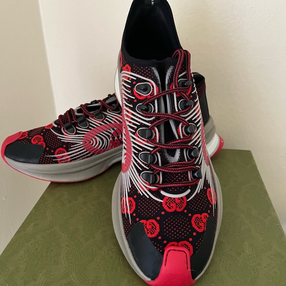 NIB Gucci Run G Logo GG Technical Knit Run  Red /Bback Sz 10G / US 10.5 $920 - Picture 2 of 14